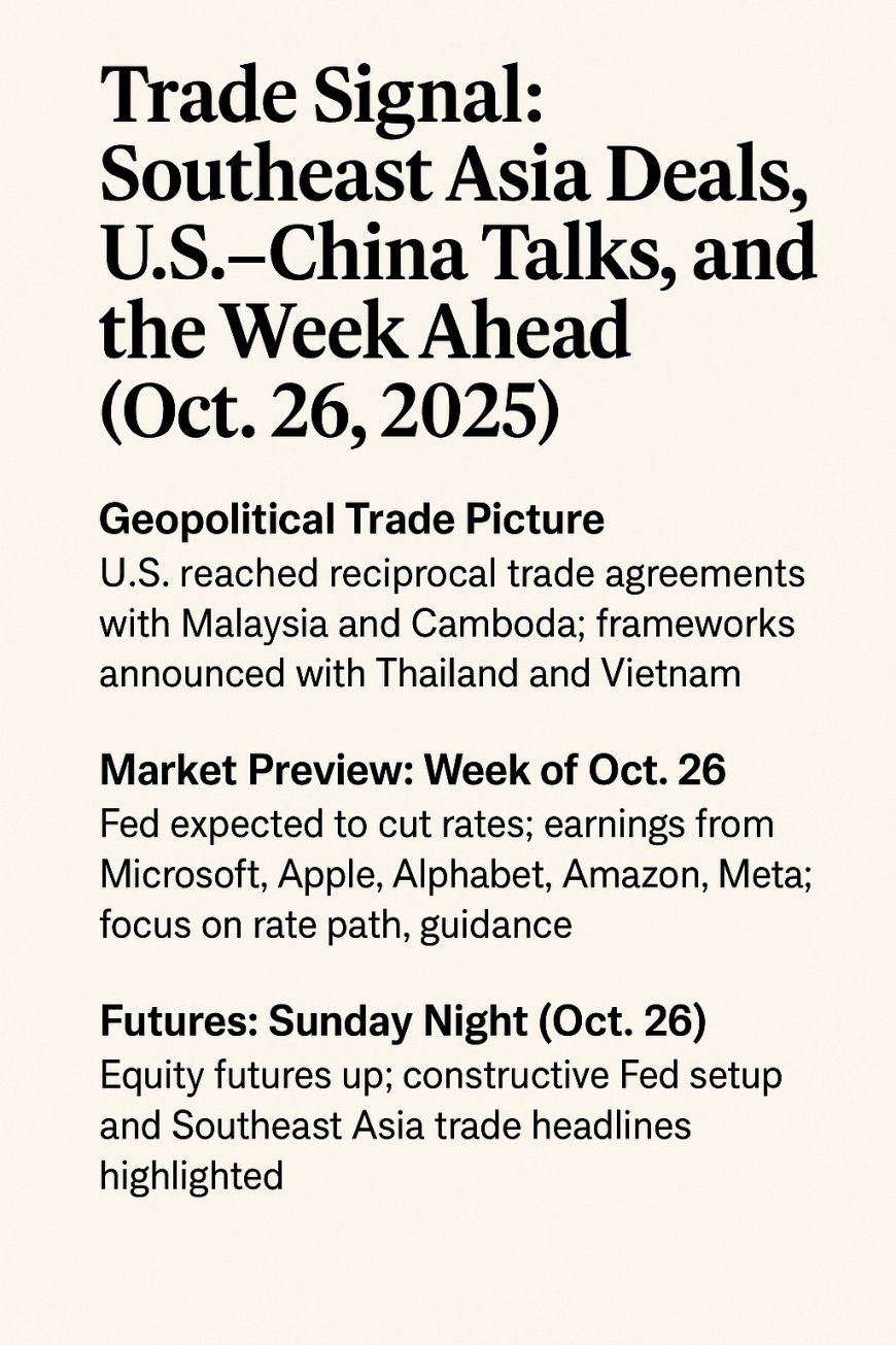 Trade Signal: Southeast Asia Deals, U.S.–China Talks, and the Week Ahead (Oct 26, 2025)