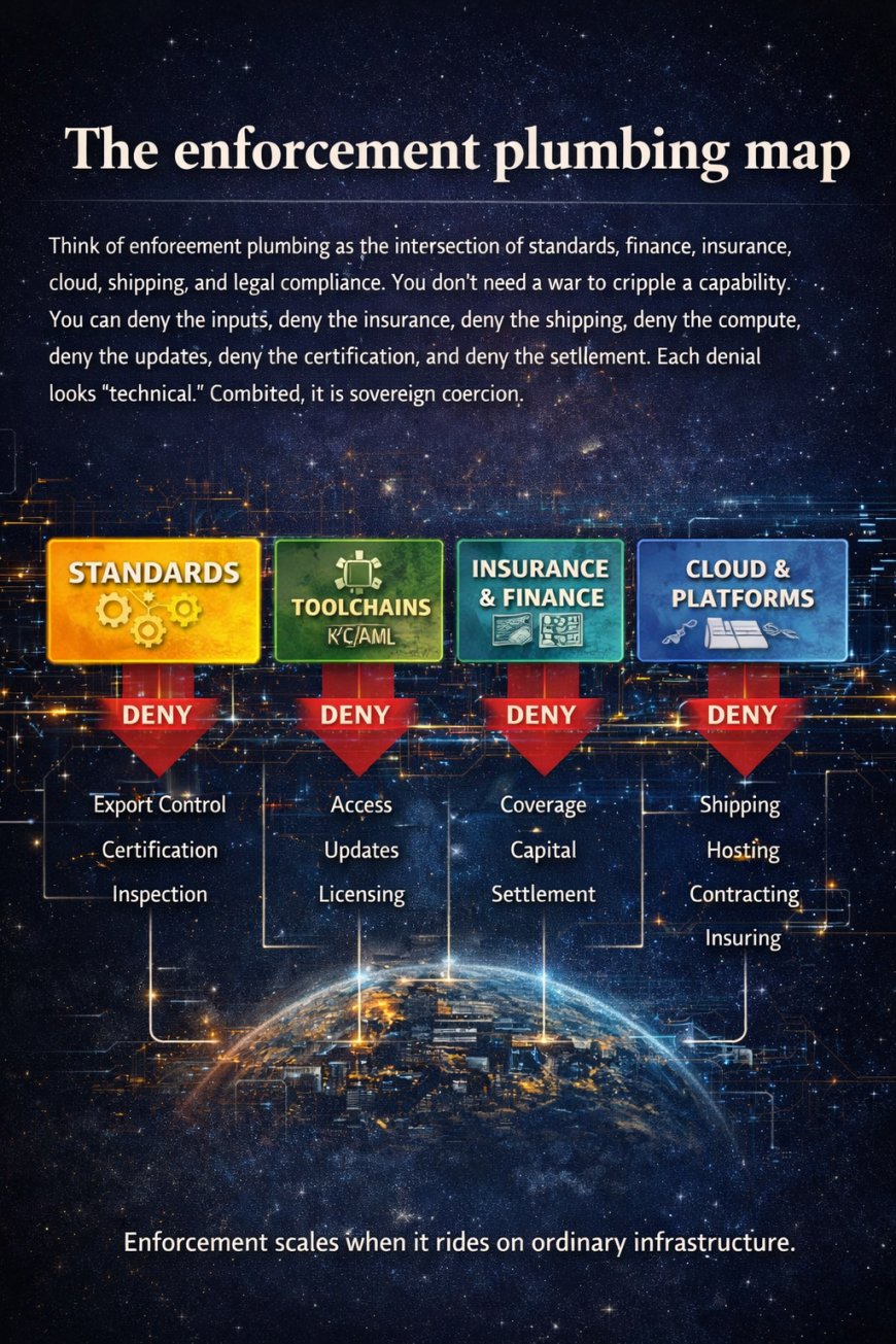 [IMAGE_5_ALT: enforcement plumbing map spanning standards, insurance, payments, cloud, shipping]