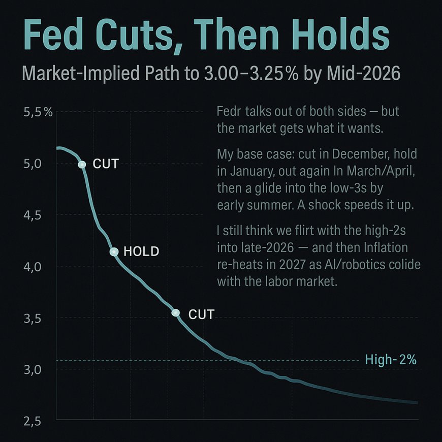 Fed Cuts, Then Holds: Market-Implied Path to 3.00–3.25% by Mid-2026