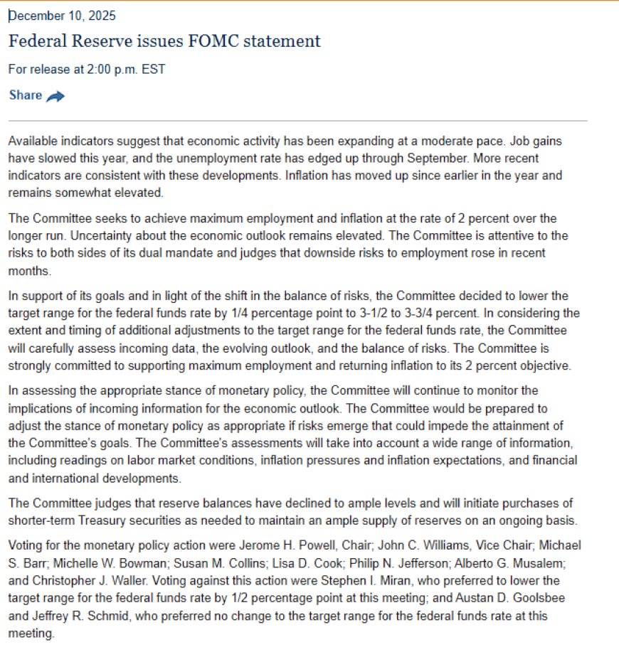 December 10, 2025: QT Ends, QE-Lite Begins