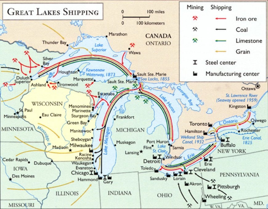 Great Lakes / water map.
