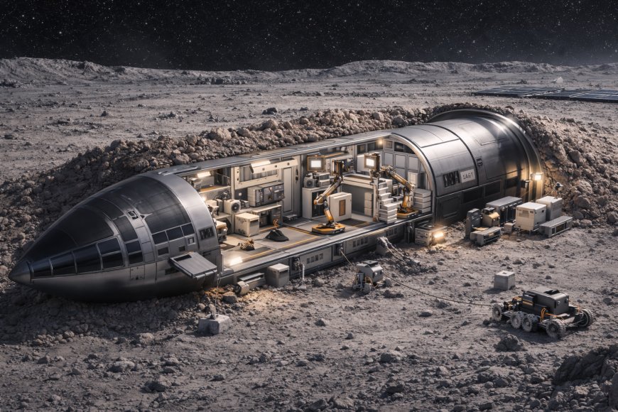 Regolith shielding and site layout