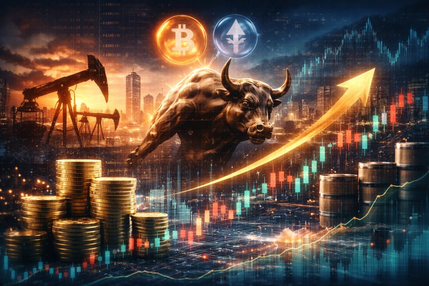 Market charts showing falling yields and weakening risk assets