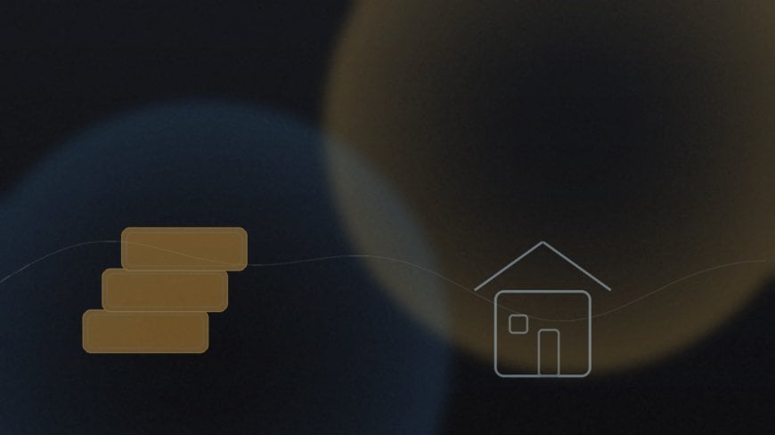 Abstract wealth-engine architecture: compounding loops, balance-sheet blocks, and flow arrows on a dark Pattern Nexus style background