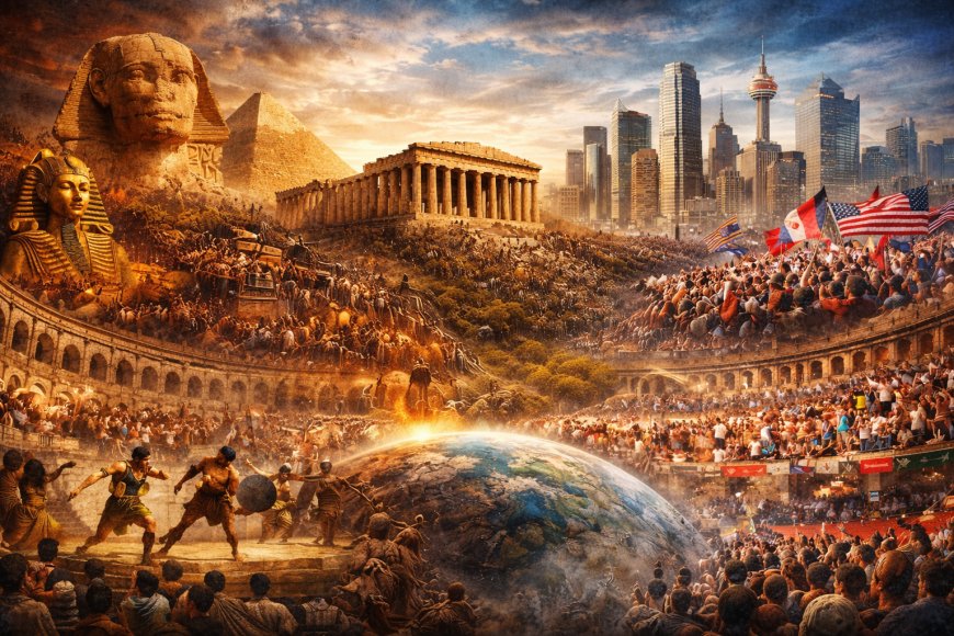 A civilization-scale view of division, spectacle, and hierarchy across time