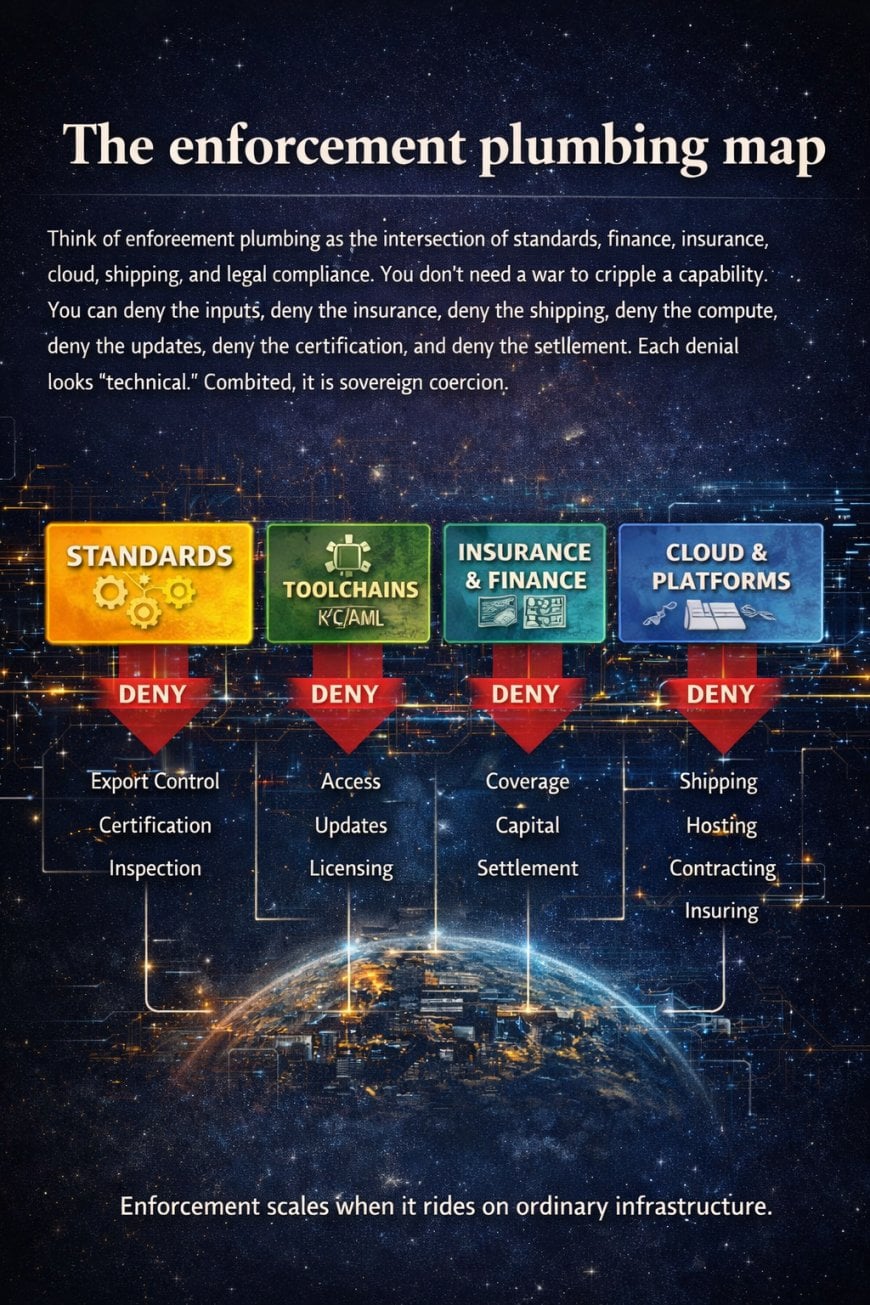 [IMAGE_5_ALT: enforcement plumbing map spanning standards, insurance, payments, cloud, shipping]