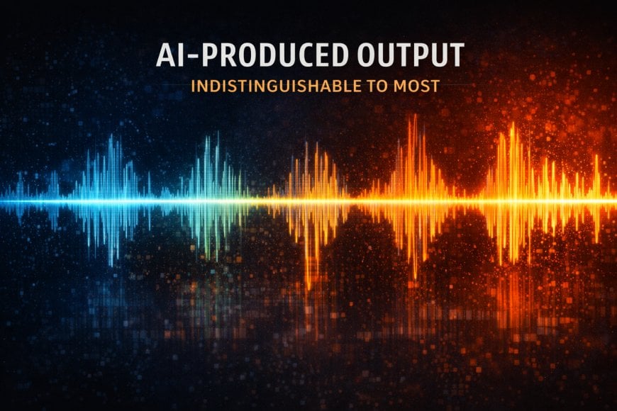 Audio visualization representing AI-produced output and indistinguishability