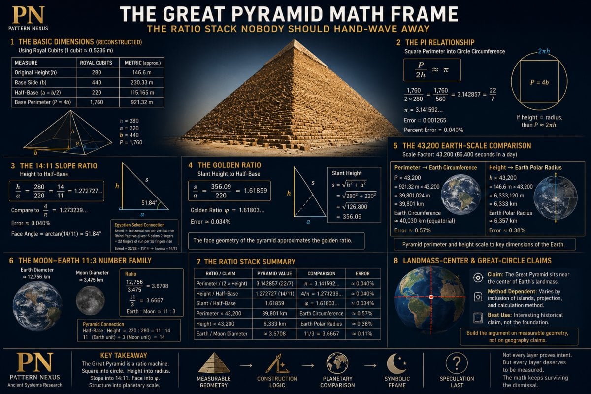 The Great Pyramid Math Frame: The Ratio Stack Nobody Should Hand-Wave Away