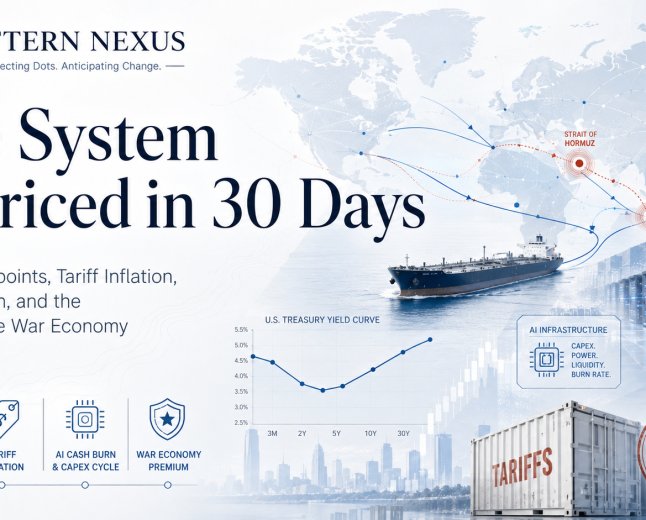 The System Repriced in 30 Days: Dual Chokepoints, Tariff Inflation, AI Cash Burn, and the Return of the War Economy