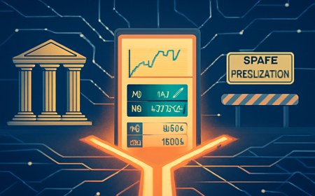 Editorial illustration of a prediction-market screen splitting between federal courthouse columns and state gambling checkpoints, with abstract sports-score tiles and data-network lines under tension.